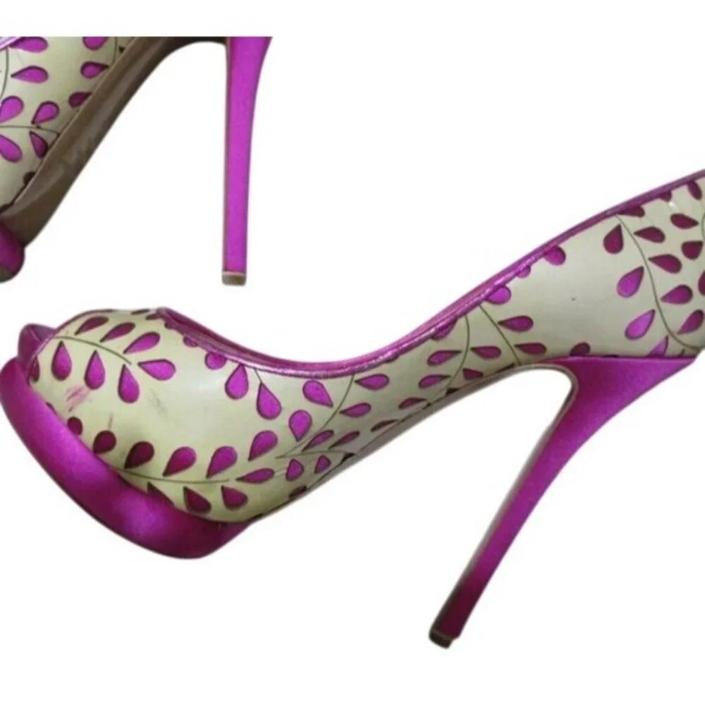 Nicholas Kirkwood Perforated Italian Leather platform stiletto heels 36.5 6.5